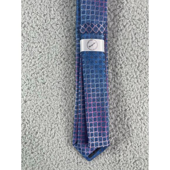 Bespoke Slim Tie Mens One Size Blue Purple Geometric Multicolor NWT - Picture 6 of 7